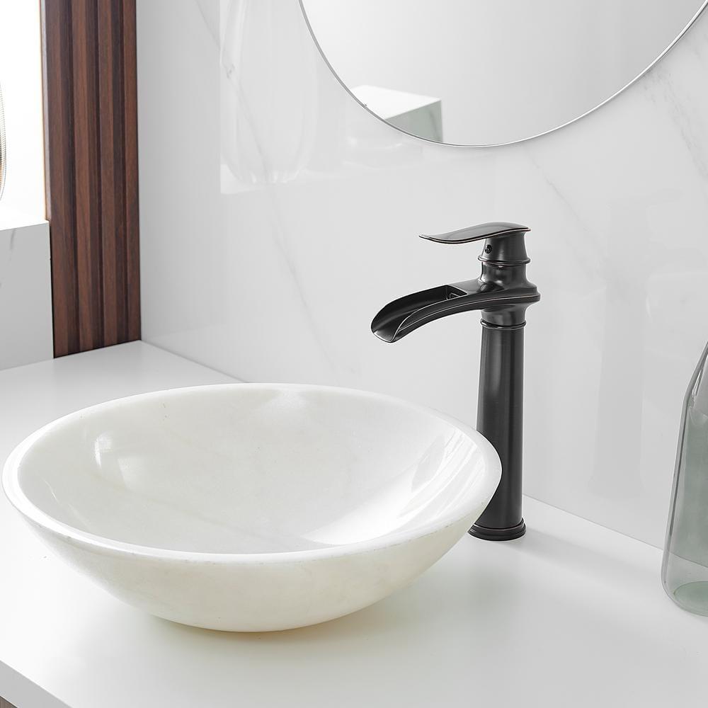 Waterfall Single Hole Single Handle Vessel Sink Faucet With Drain Assembly in Oil Rubbed Bronze