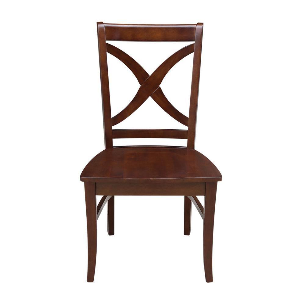 Set of 2 Vineyard Curved X-Back Chairs Espresso - International Concepts: Hardwood Frame, 250lb Capacity