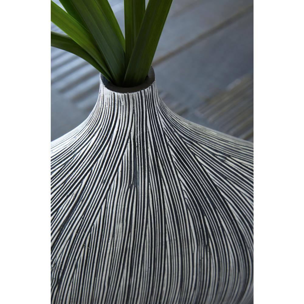 Benjara Crew Decorative Vase, Asymmetrical Design, Black Polyresin Frame, 16 Inch