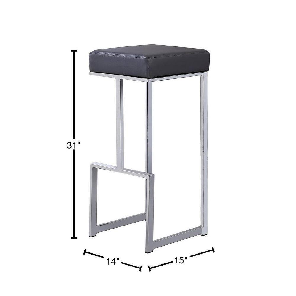 Dorrington Modern Faux Leather Backless Bar Stool in Gray/Silver (Set of 2)