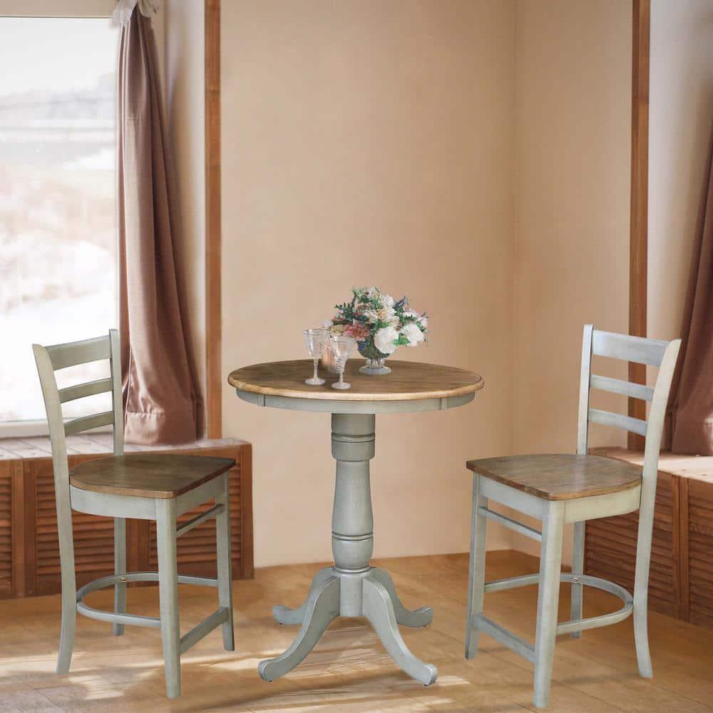 International Concepts Wood Emily Ladder Back Counter Height Stool - 24" Seat Height - Distressed Hickory/Stone