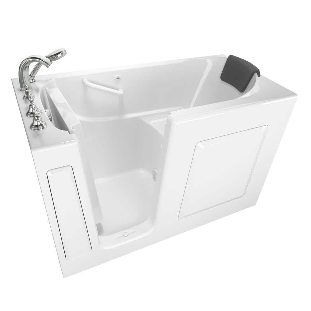 American Standard 59.5'' x 29.75'' Walk-in Soaking Fiberglass Bathtub with Faucet 3060.109.SLW