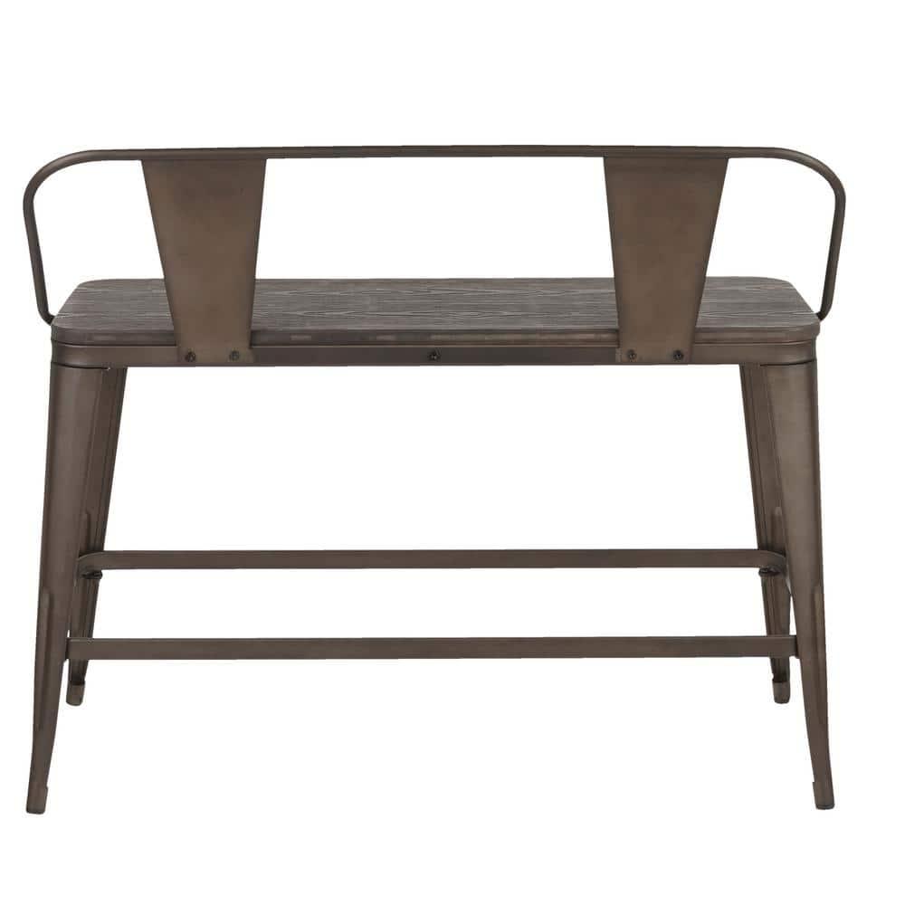 Oregon Industrial Counter Bench Antique Espresso Brown - Lumisource: Sturdy Steel Frame, 500lb Capacity