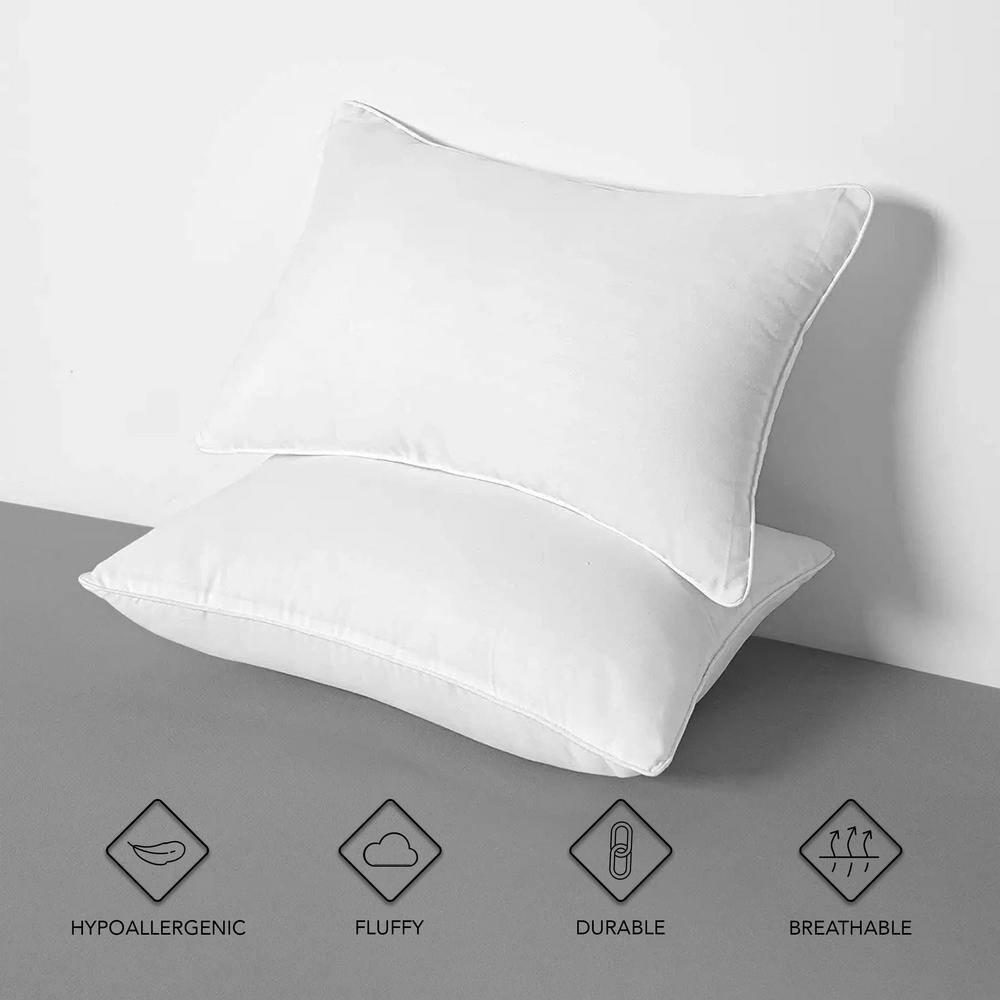 A1 Home Collections Throw Pillow Insert Hypoallergenic Down Alternative Extra Filled, (Pack of 2), Square, 18x18 Inches Bed and Couch Pillows - Indoor Decorative Pillows, White
