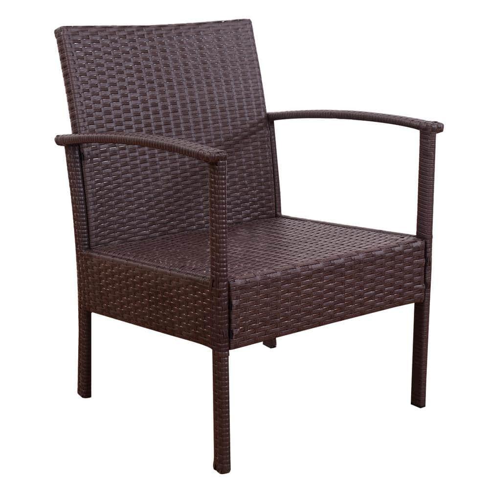 Costway 4PCS Patio Rattan Wicker Furniture Set Loveseat Sofa Cushioned Garden Yard Brown