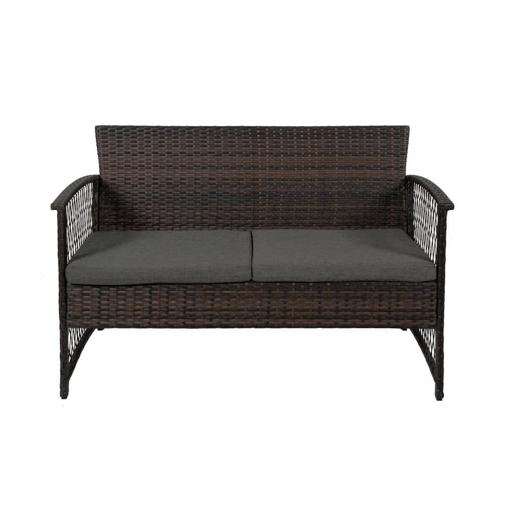 Morada 4-Piece Woven Rattan Wicker Sofa Set, Gray