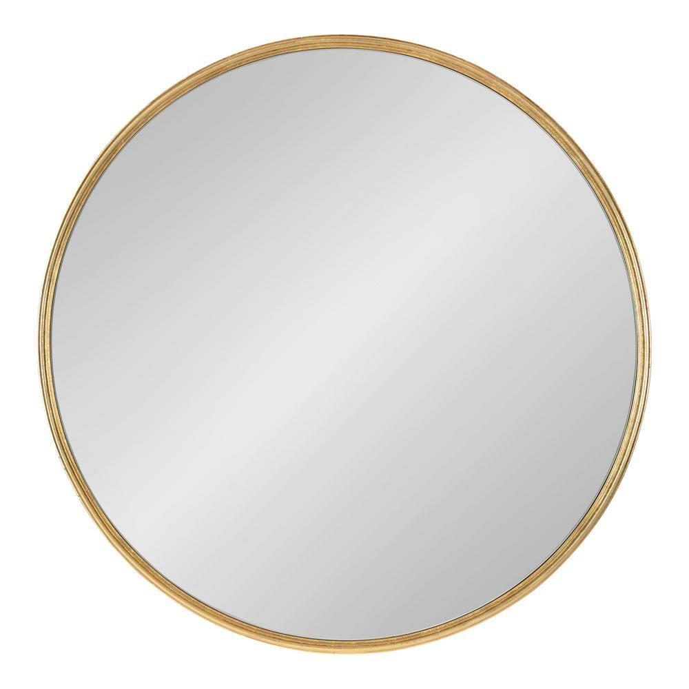 24" x 24" Caskill Round Framed Decorative Wall Mirror Gold - Kate & Laurel All Things Decor