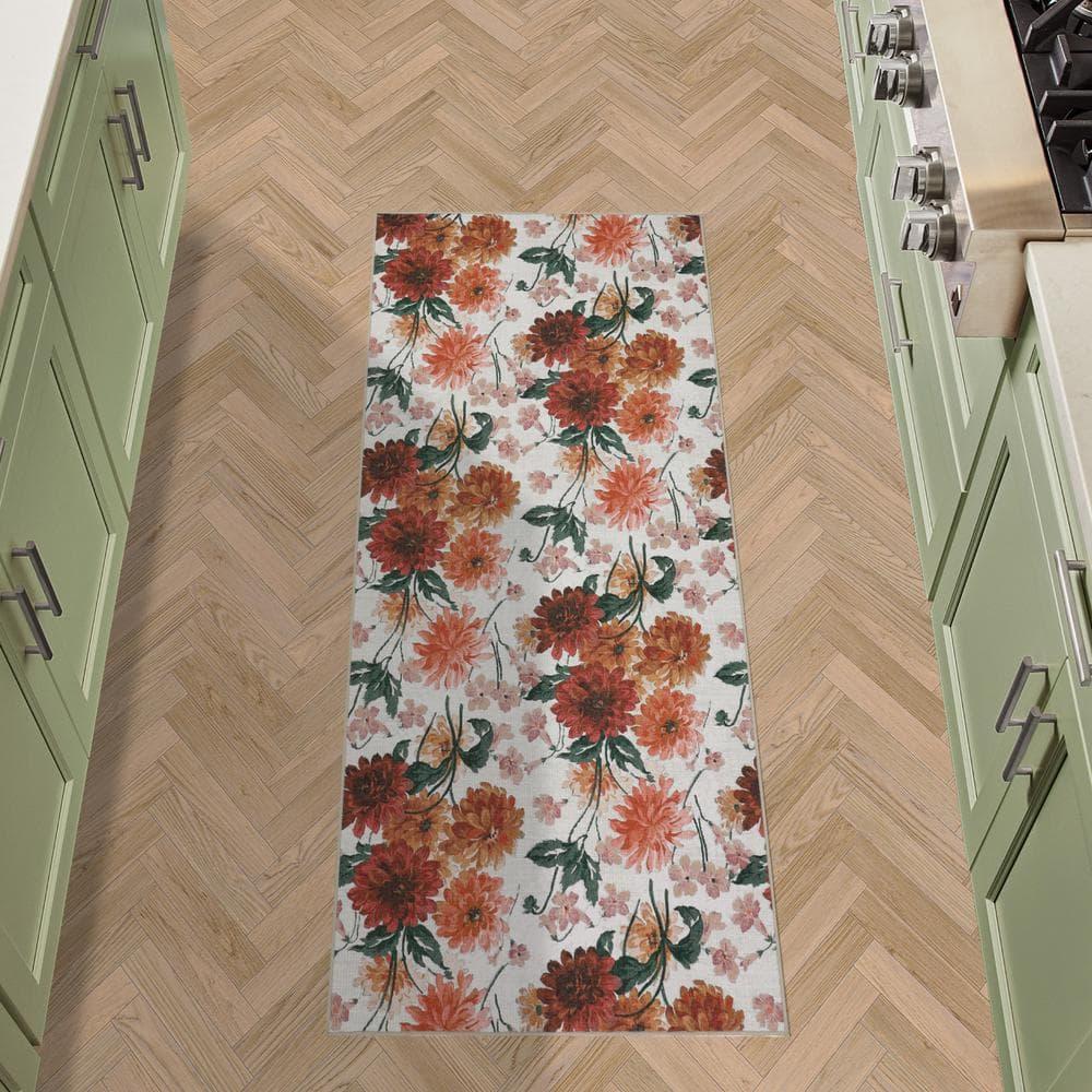 Laura Ashley Laura Ashley Dahlias Chenille Machine Washable, Slip Resistant Accent and Runner Rugs