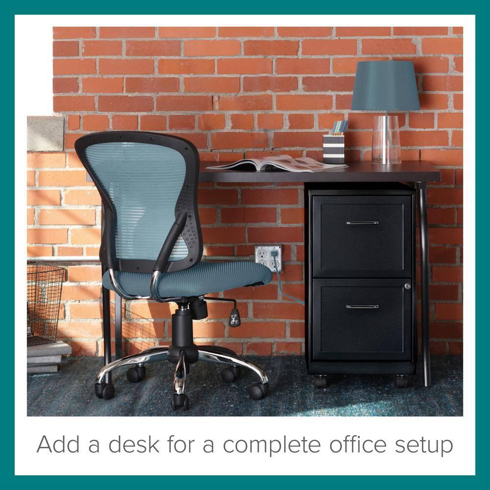 Hirsh Industries Space Solutions File Cabinet on Wheels 2 Drawer - Black: Steel Vertical Storage, Office Supplies, 26.7" Height