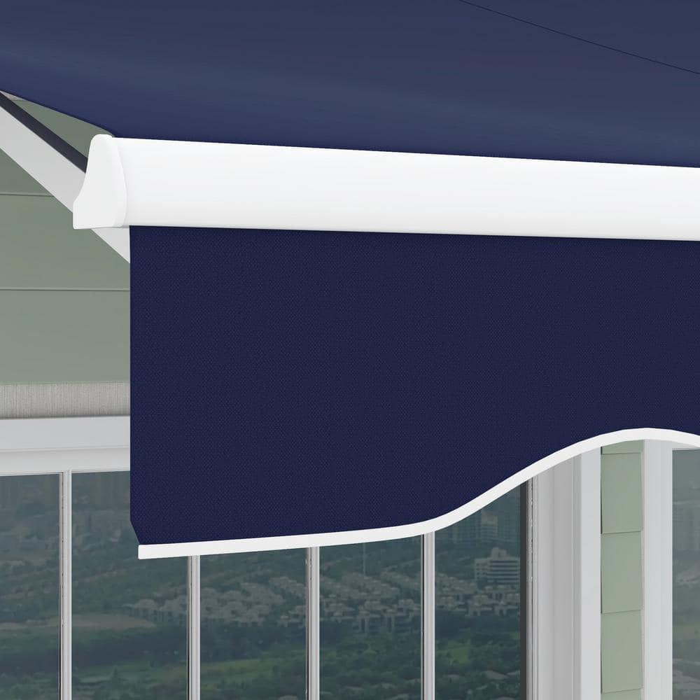 Outsunny 59'' Polyester Cream Cover Motorized Retractable Patio Awning