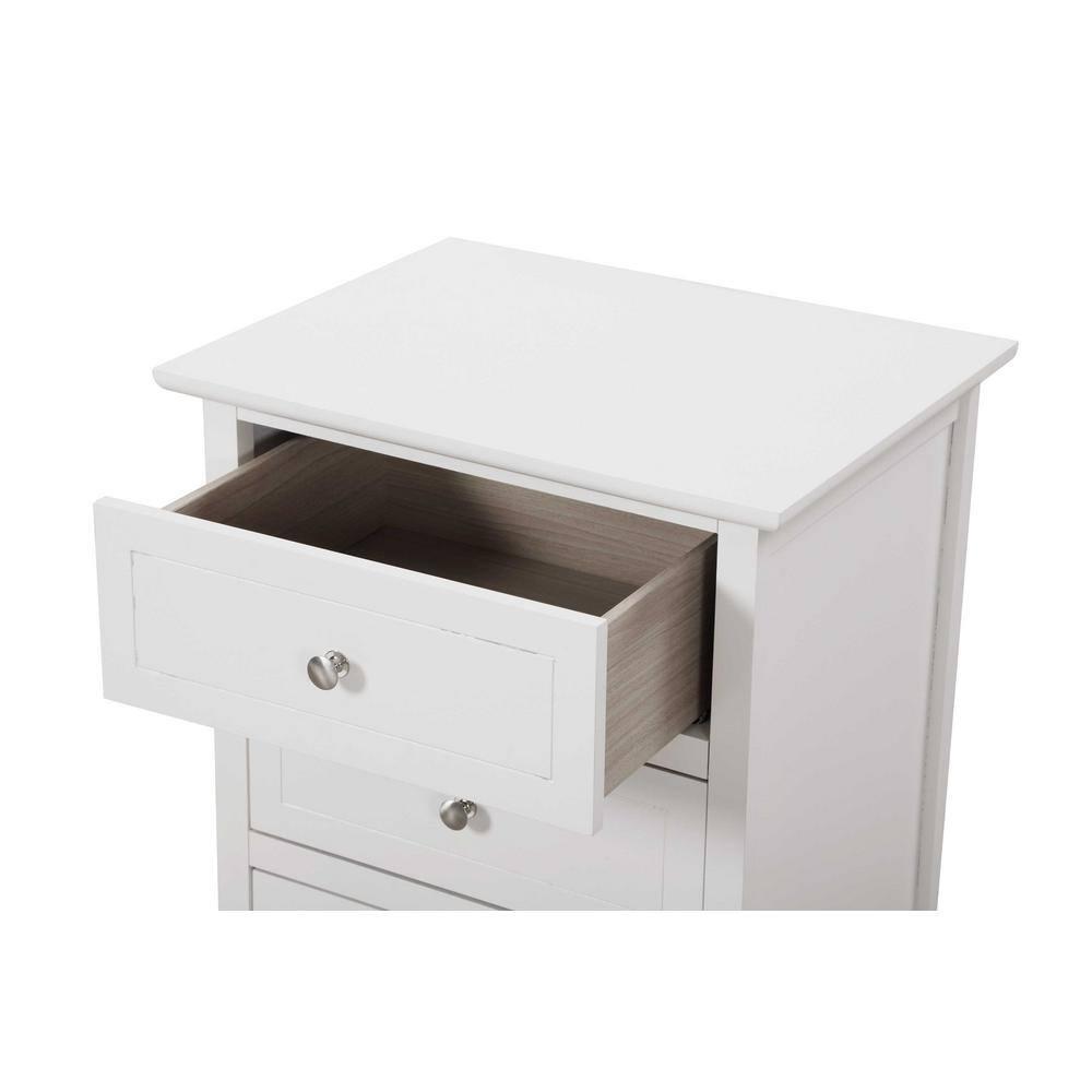 Passion Furniture Daniel 3-Drawer White Nightstand (25 in. H x 19 in. W x 15 in. D)