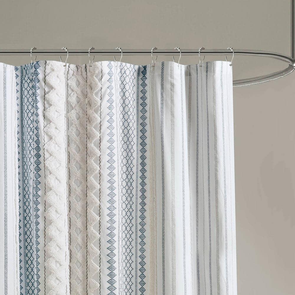 INK+IVY Imani 100% Cotton Printed Shower Curtain with Chenille