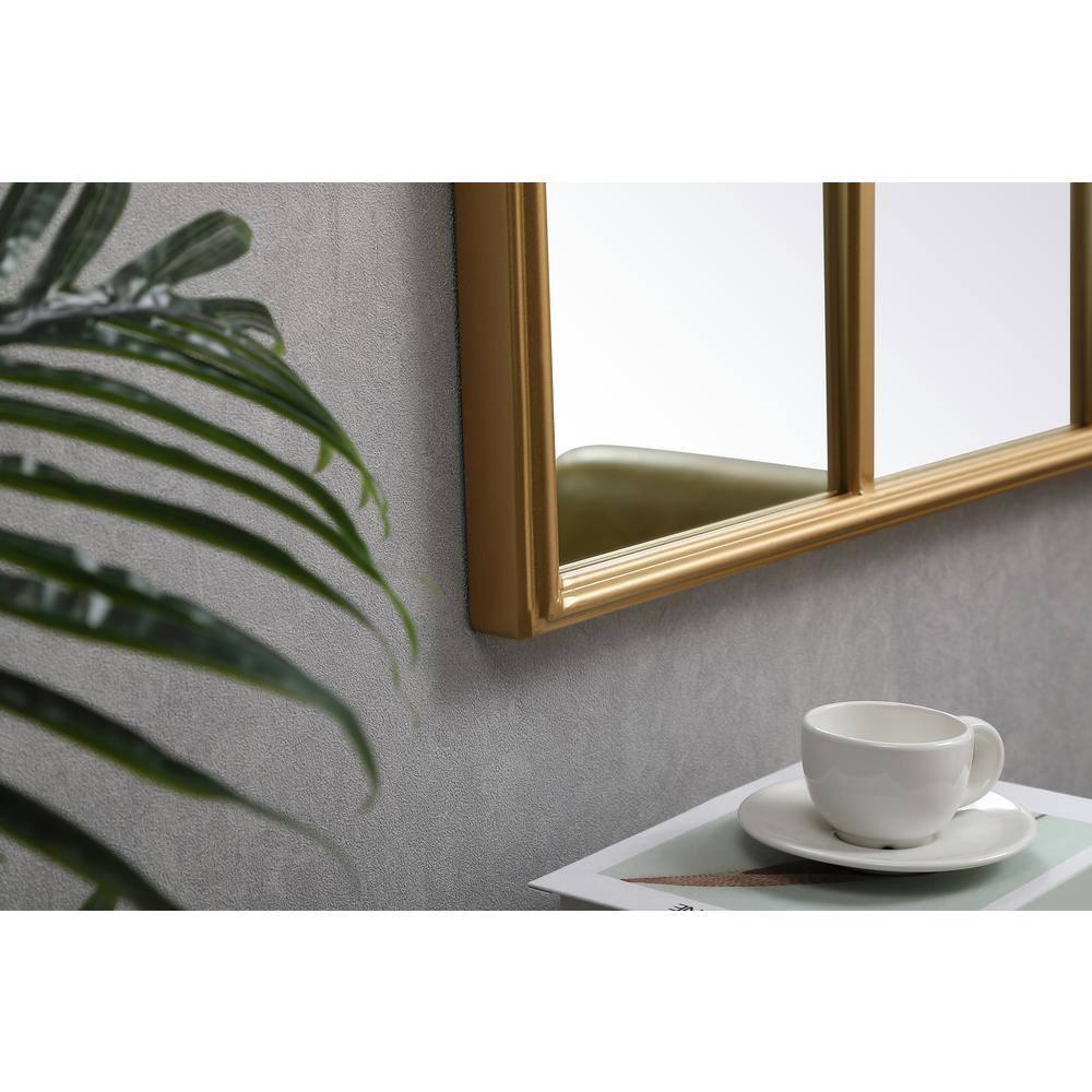 Elegant Decor Metal windowpane mirror 36 inch x 53 inch in Brass