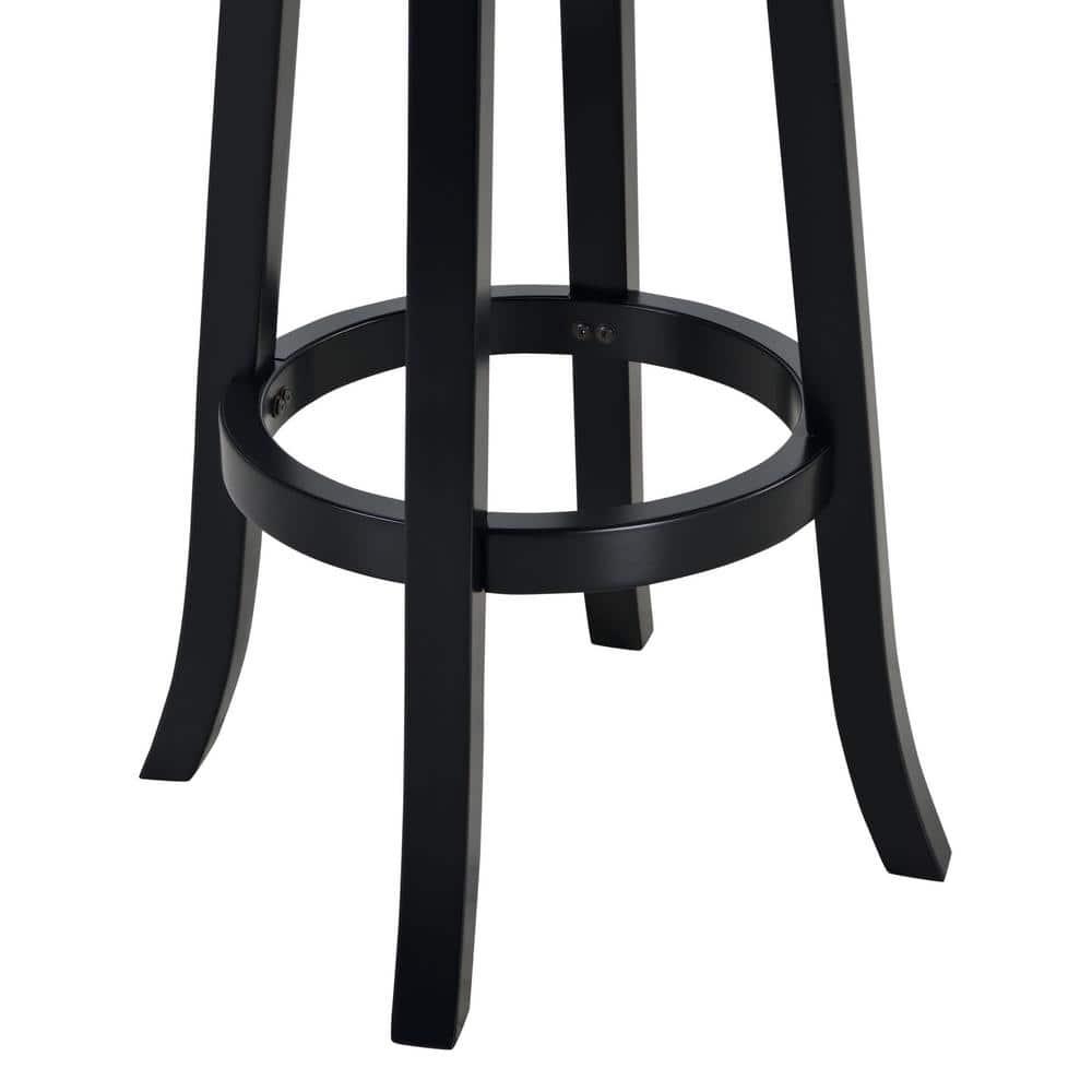 34" Extra Tall Augusta Swivel Barstool Black - Boraam: Durable Hardwood, Faux Leather, 360 Swivel, Footrest