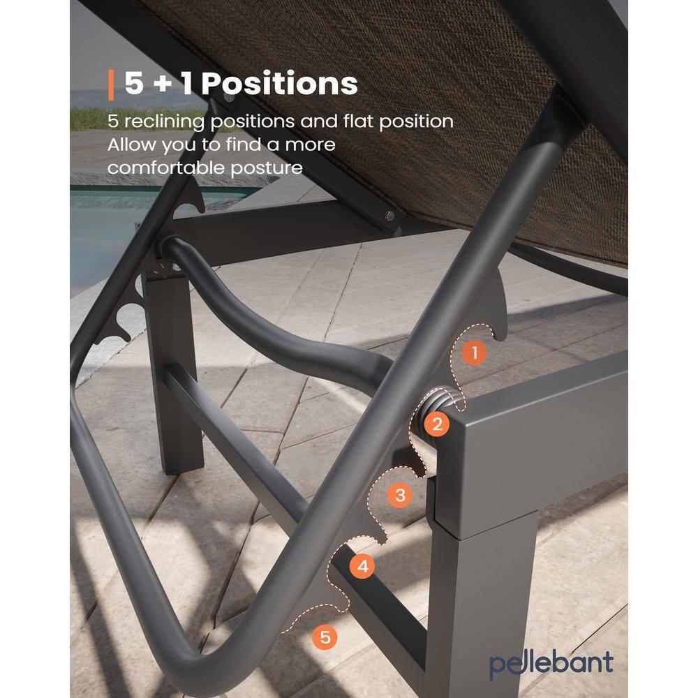 Pellebant  Outdoor Aluminum Patio Chaise Lounge Chair Adjustable - N/A Gray&Brown