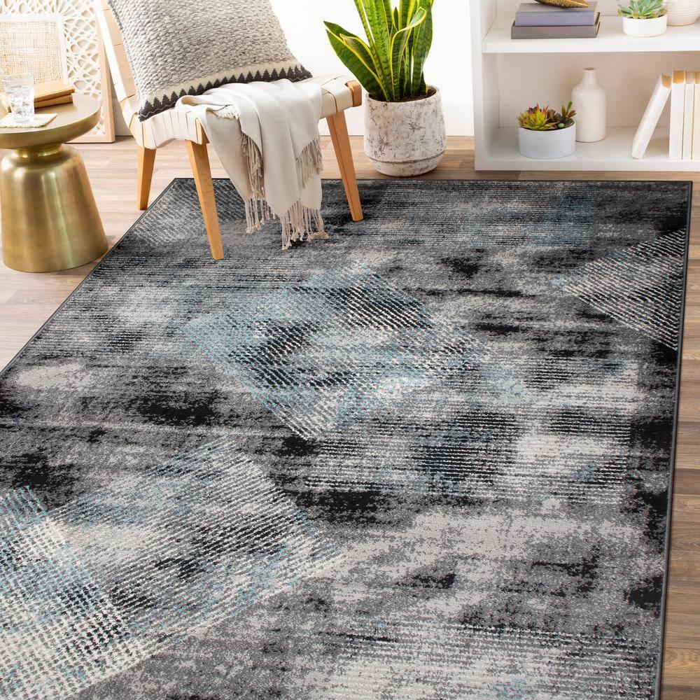 World Rug Gallery Contemporary Distressed Geometric Area Rug