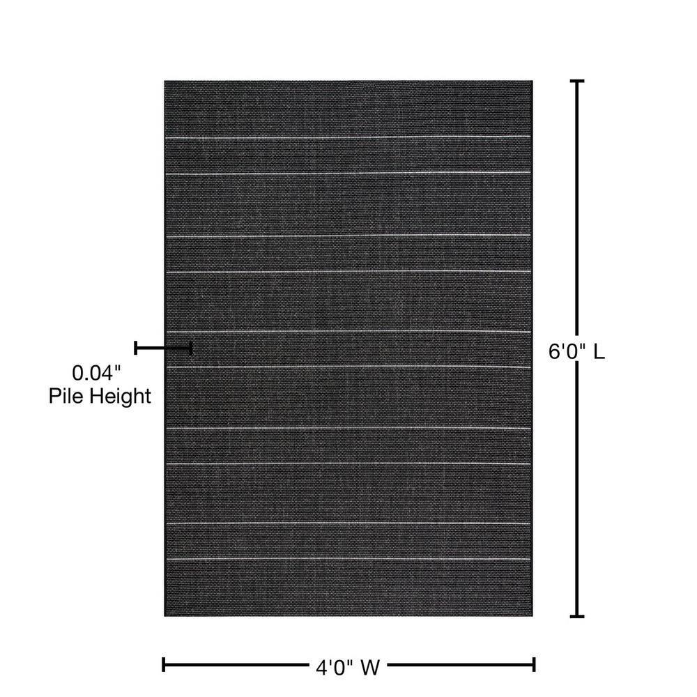 Nuloom Alaina Striped 4x6 Indoor/Outdoor Area Rug for Living Room Patio Deck Front Porch Kitchen, Black/Ivory