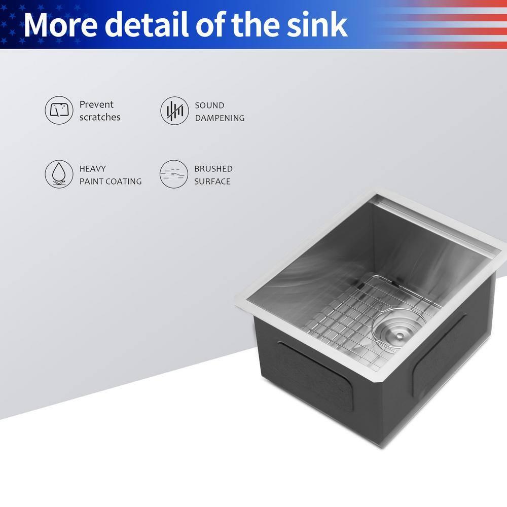 15'' L Undermount Single Bowl Stainless Steel Kitchen Sink