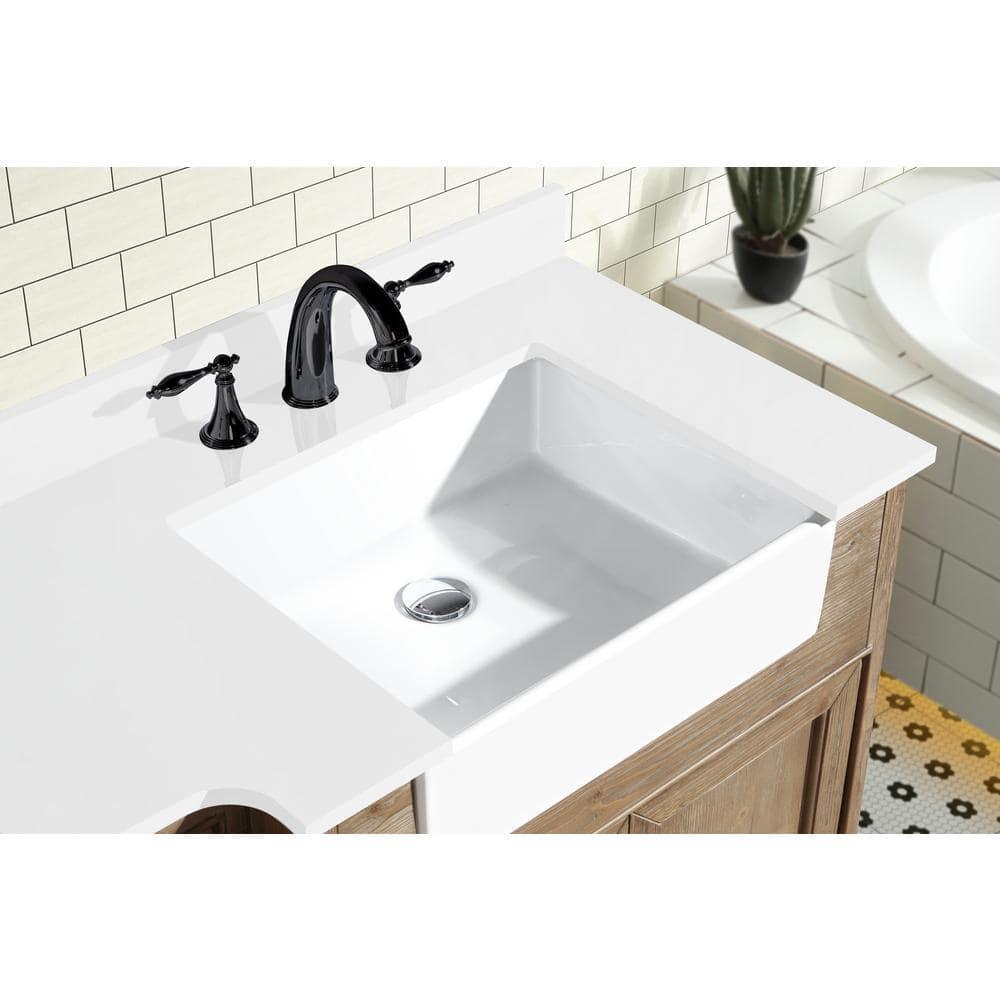 Kelly 72" Bathroom Vanity Weathered Fir - White Engineered Countertop