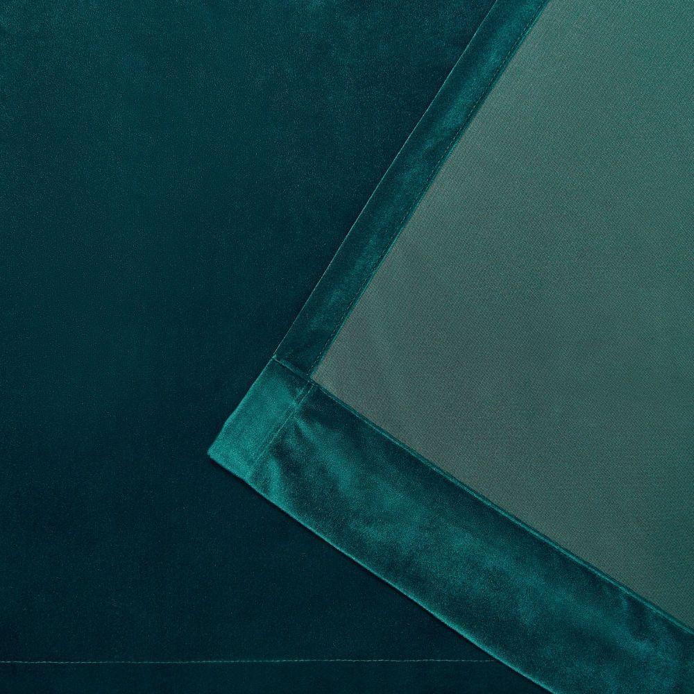 Set of 2 (84"x54") Velvet Back Tab Light Filtering Window Curtain Panels Teal - Exclusive Home: Polyester, Plain Weave