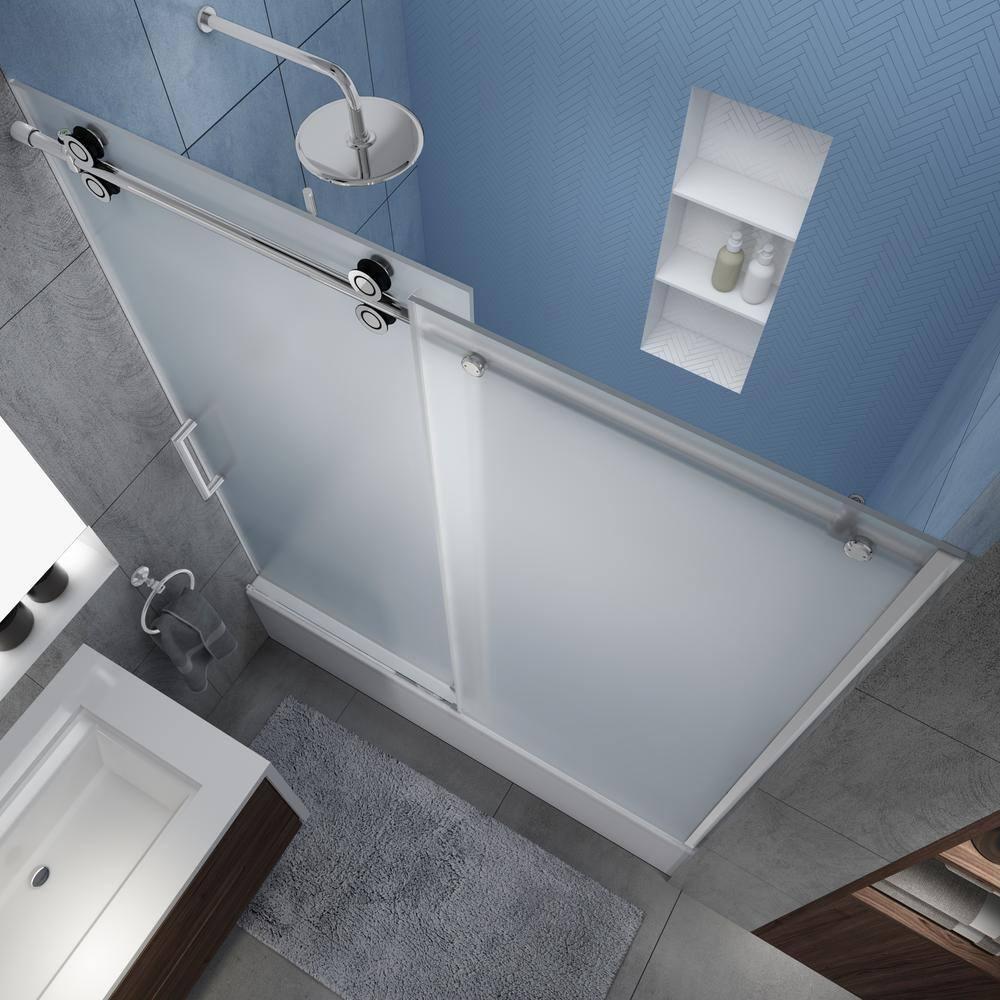 56" - 60" W x 70" H Sliding Frameless Tub Door