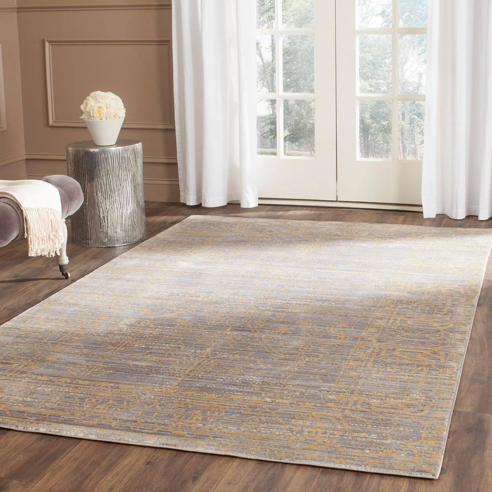 Valencia VAL104 Power Loomed Indoor Area Rug - Grey/Gold - 4'x6' - Safavieh