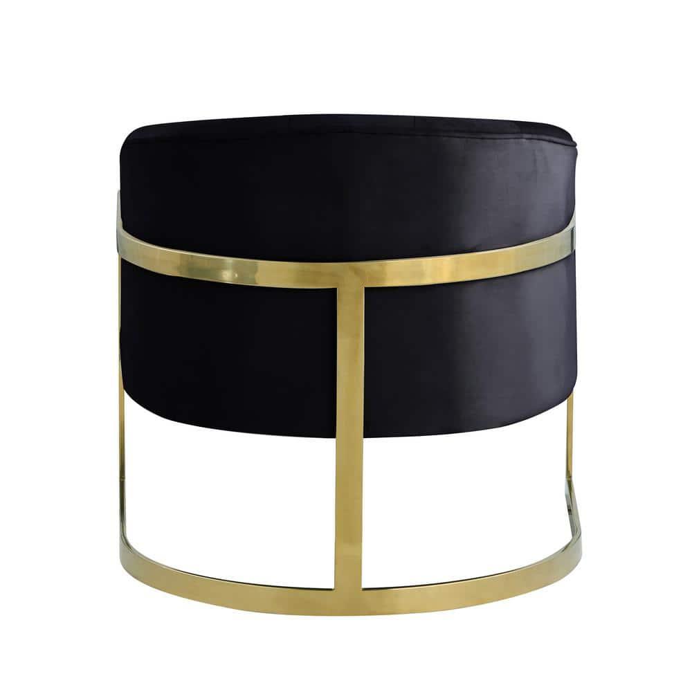 Traxmon Velvet Upholstered Accent Chair in Black Velvet