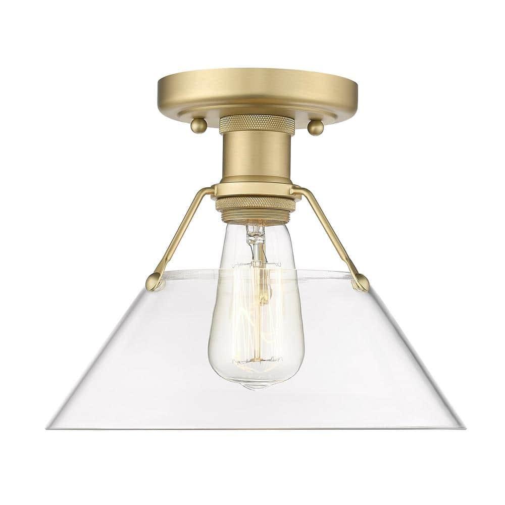 Golden Lighting Orwell 1-Light Flush Mount in Brushed Champagne Bronze with Clear Glass