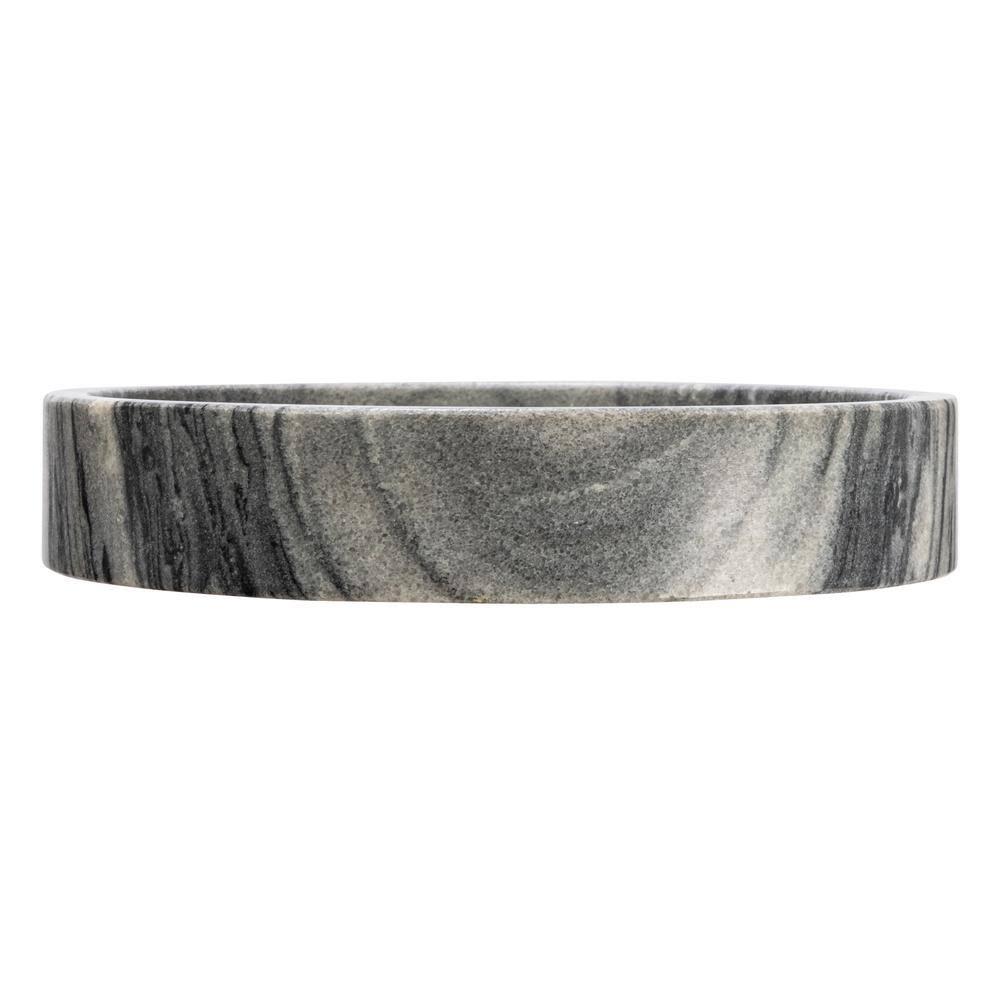 Creative Co-Op Modern Round Marble Tray with Raised Edge, Grey