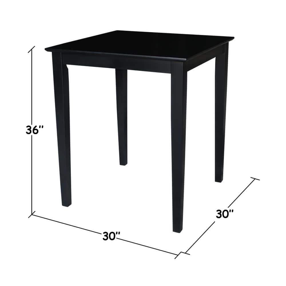 Solid Wood Top Counter Height Table with Shaker Legs Black - International Concepts: Square, 36" High