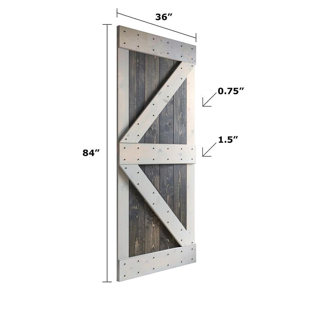 Paneled Wood K Series Double Barn Door with Installation Hardware Kit