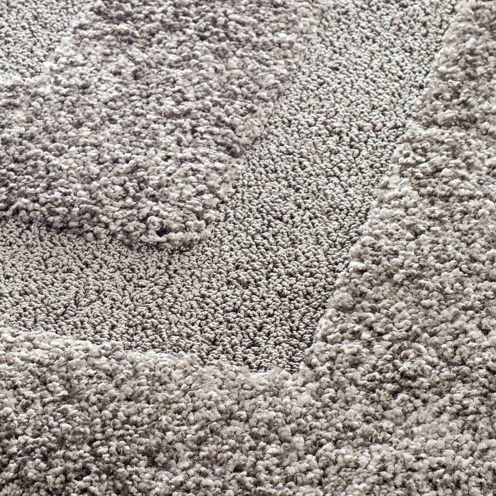 SAFAVIEH Florida Mason Bordered Shag Area Rug, Grey, 5' x 5' Square