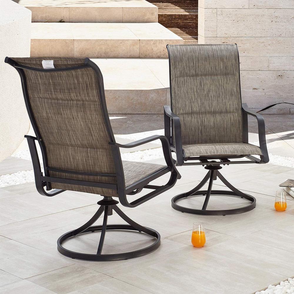 Techmilly Outdoor Dining Chairs , Patio Swivel Chairs Set of 2, Support 400lbs , Dark Grey