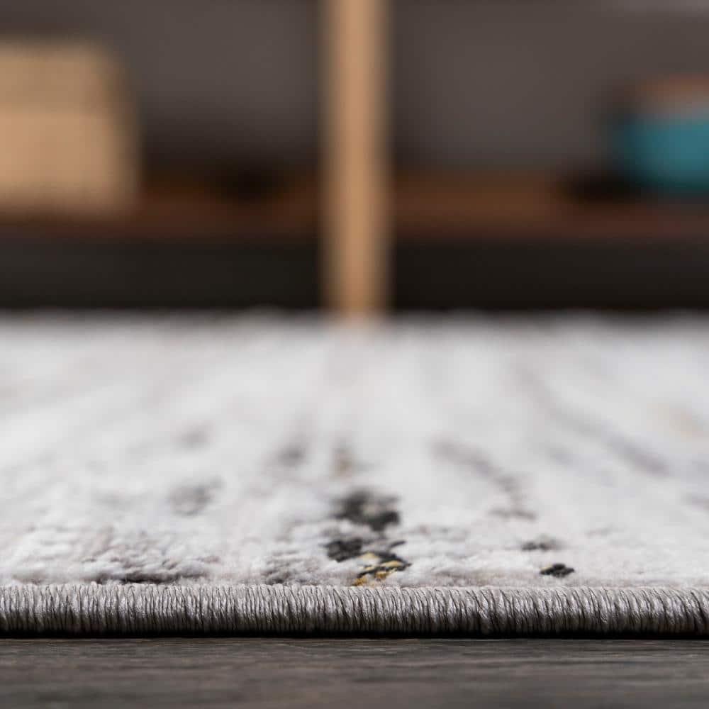 8'x10' Loom Modern Strie'  Area Rug, Gray/Black - JONATHAN Y