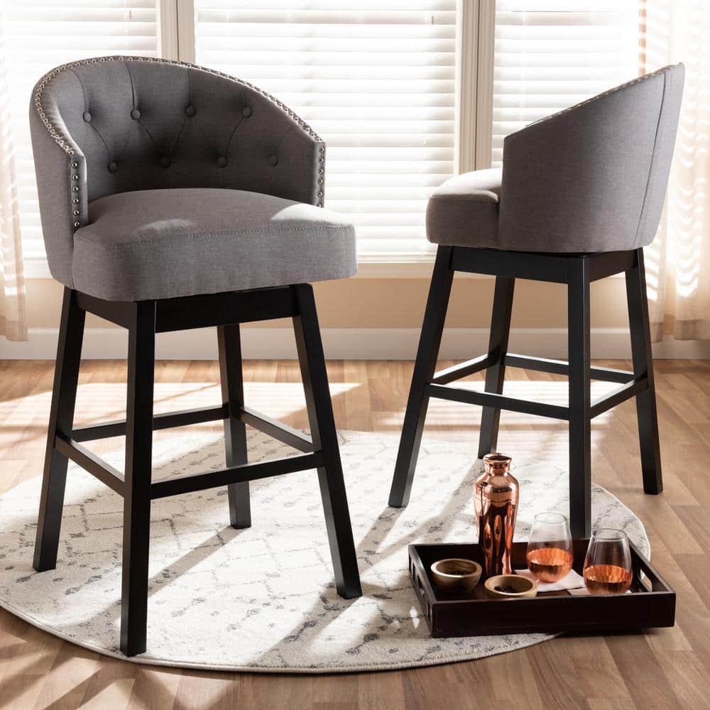 Set of 2 Theron Swivel Barstools Gray - Baxton Studio