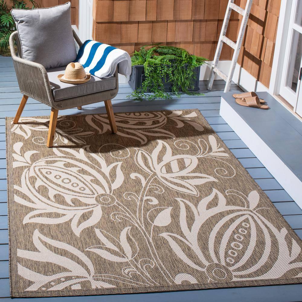 Courtyard CY2961 Power Loomed Indoor and Outdoor Area Rug - Brown/Natural - 9'x12' - Safavieh