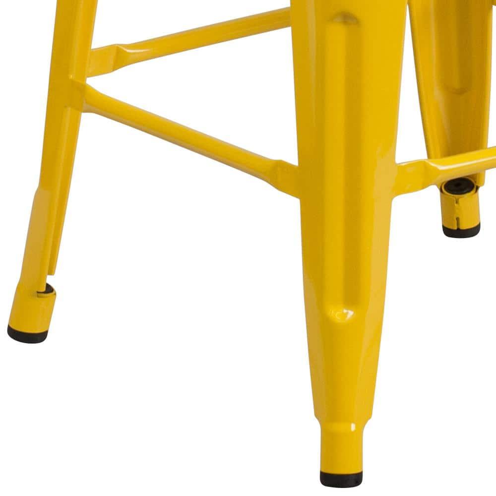Flash Furniture Commercial Grade 30" High Backless Yellow Metal Indoor-Outdoor Barstool with Square Seat