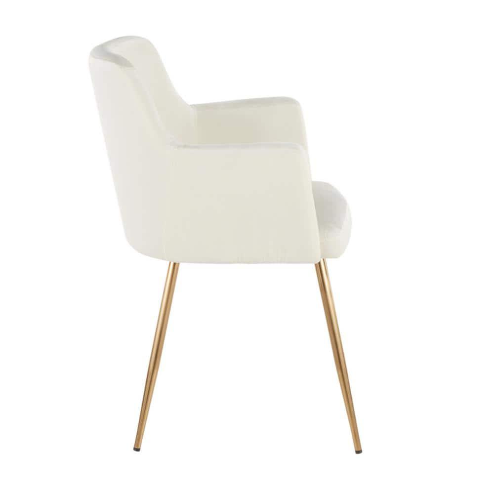 LumiSource Gold Metal, Cream Velvet Andrew Chair - Set of 2