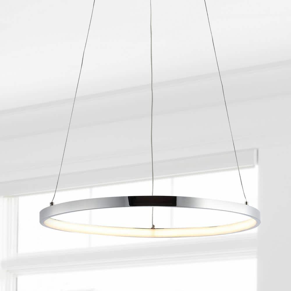Bradley 15.75 in. 1-Light Integrated LED Chrome Modern Contemporary Metal Round Pendant