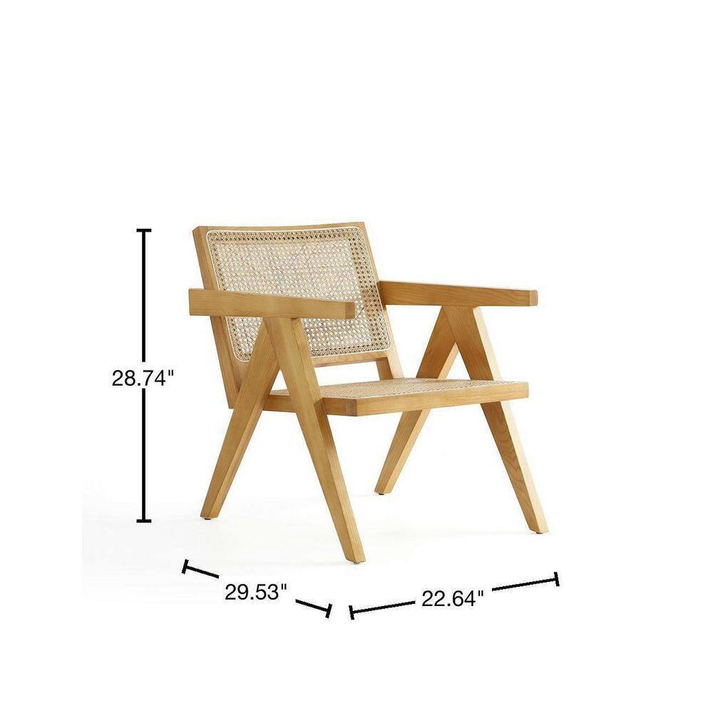 Set of 2 Hamlet Wood Accent Chairs Natural - Manhattan Comfort: Matte Finish, Ash Frame, No Assembly Required