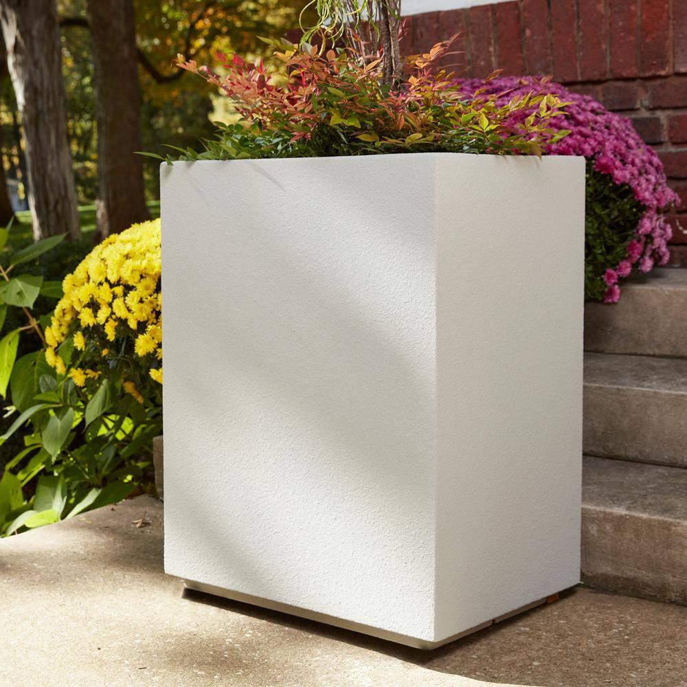 Greige Polystone Tall Rectangular Planter 23"L x 18"W x 30"H for Outdoor & Indoor