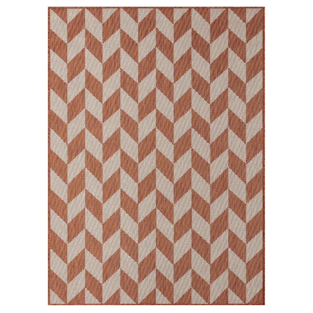 NICOLE MILLER NEW YORK Patio Country Calla Herringbone Indoor/Outdoor Area Rug, Orange/Ivory