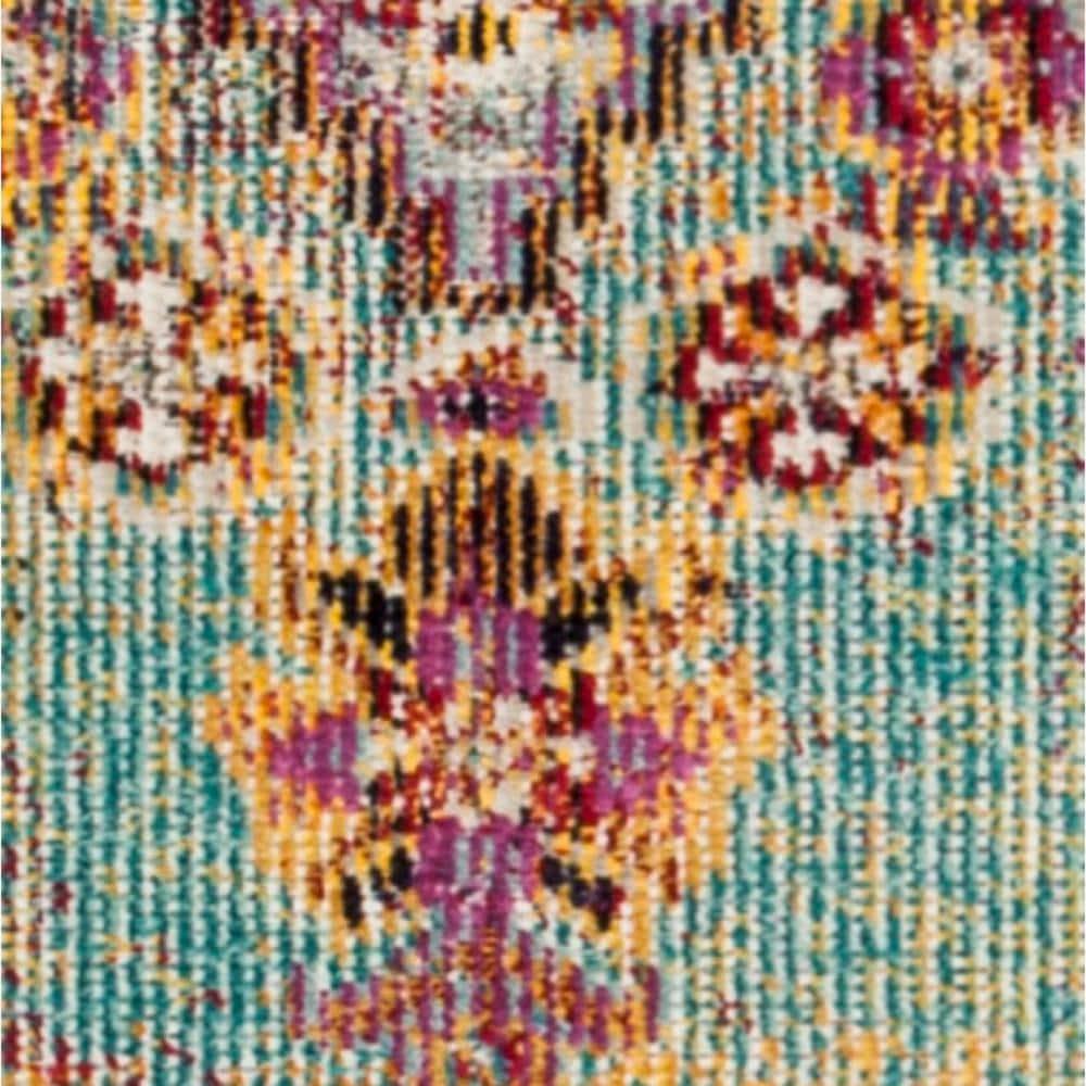 Crystal CRS507 Power Loomed Accent Rug - Light Blue/Orange - 2'2"x5' - Safavieh.