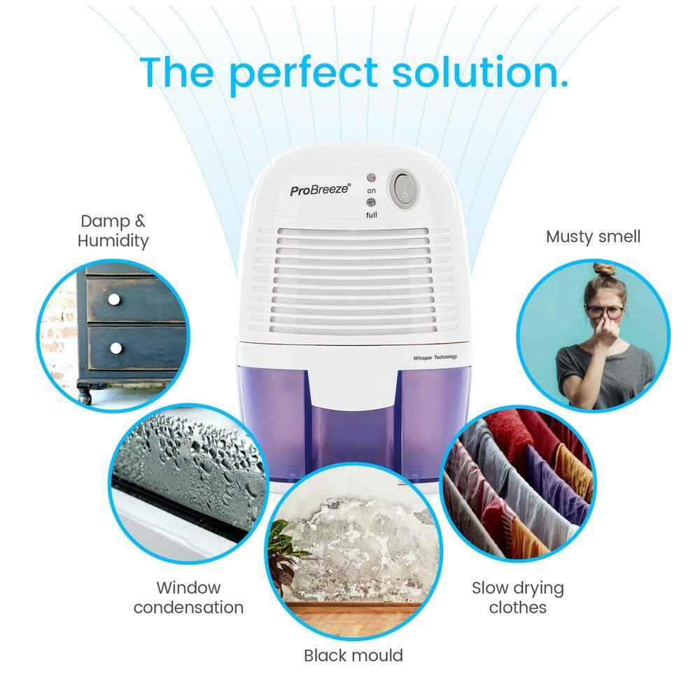 Pro Breeze Electric Mini Dehumidifier for Home (215 sq.ft) 16oz Capacity, Energy Efficient, No Noise, Compact and Portable for High Humidity in Kitchen, Bedroom, Bathroom, Basement, RV, Office, Garage