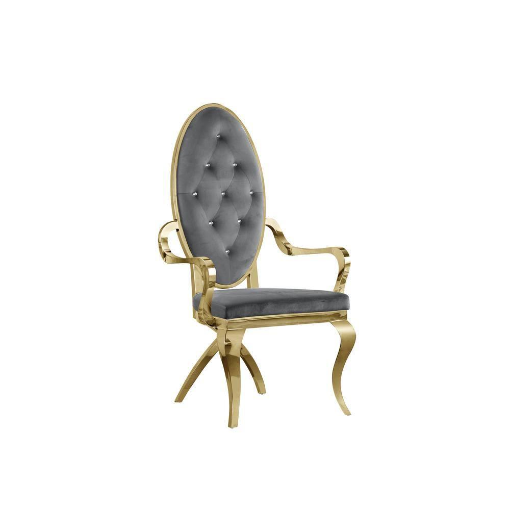 Tufted Velvet King Louis Back Arm Chair