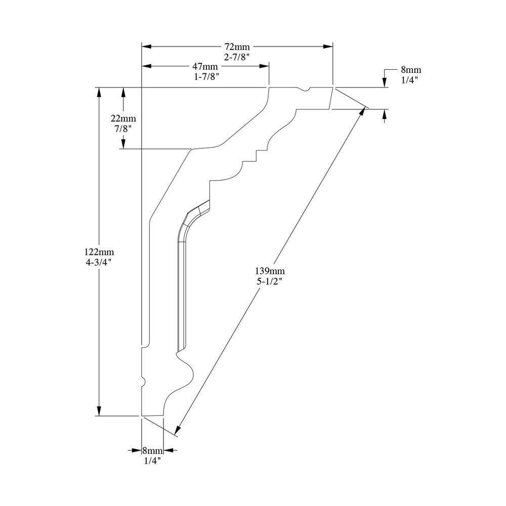 Orac Decor 4-3/4 in x 2-7/8 in x 78-3/4 in Primed White High Density Polyurethane Crown Moulding