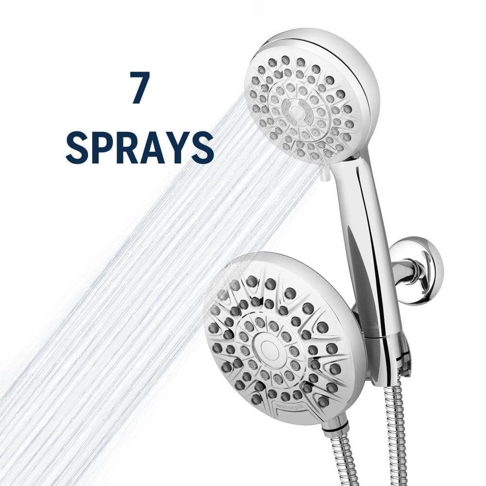 Chrome Dual Shower Head System with Handheld and Rain Settings