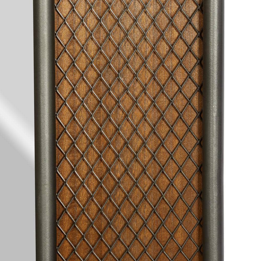 DecMode 31" x 47" Brown Wall Mirror with Netting Frame
