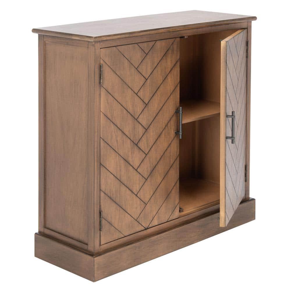 SAFAVIEH Peyton Contemporary Brown Wood Storage Rectangle Console Table (31.5 in. W x 13.4 in. D x 26 in. H)