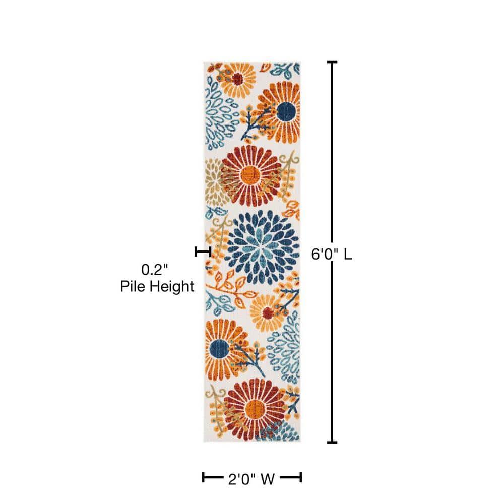 Cabana CBN832 Power Loomed Indoor/Outdoor Runner Rug - Creme/Red - 2'x6' - Safavieh